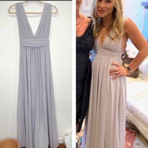 Lulu’s Formal Bridesmaid Light Grey Maxi Dress XS